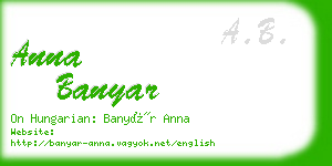 anna banyar business card